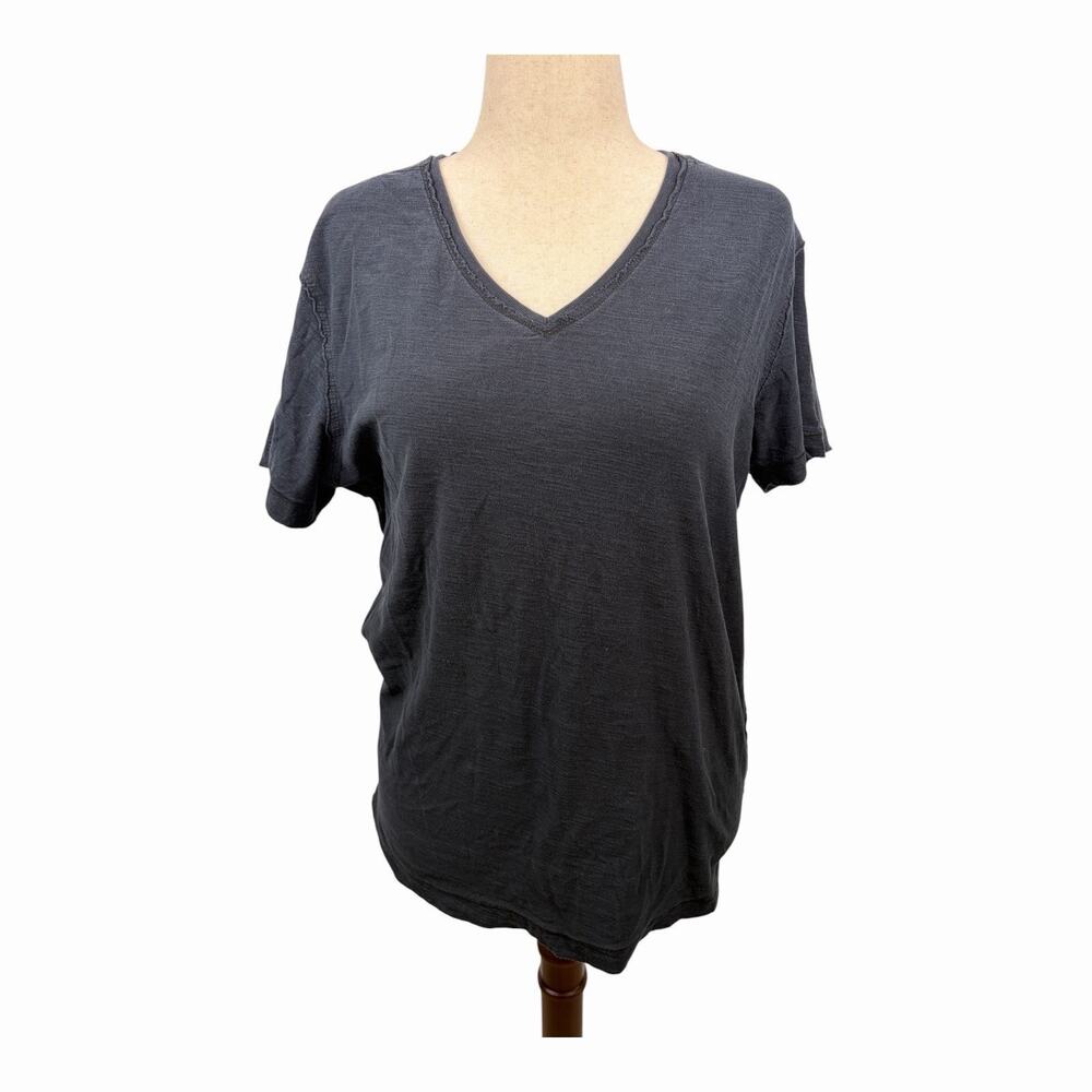 Diesel Womens XL Black V Neck T Shirt 100% Cotton Short Sleeve Casual Teec